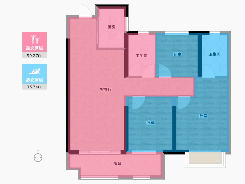 湖北省-武汉市-美的君兰半岛-77.78-户型库-动静分区