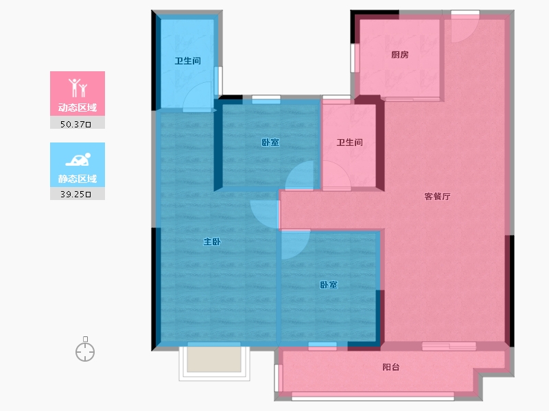 湖北省-武汉市-碧桂园十里春风-79.64-户型库-动静分区