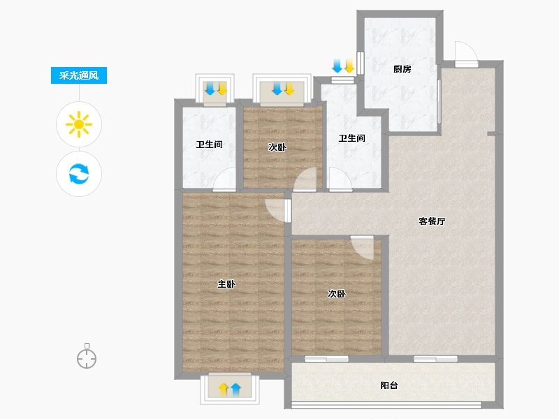 湖北省-武汉市-旭辉千山凌云-104.00-户型库-采光通风