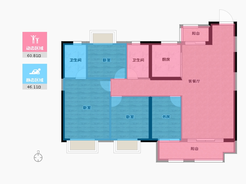 湖北省-武汉市-美的君兰半岛-96.77-户型库-动静分区