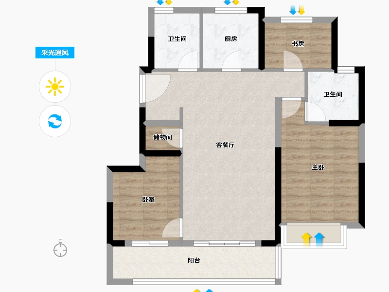 浙江省-温州市-卓越维港-83.20-户型库-采光通风