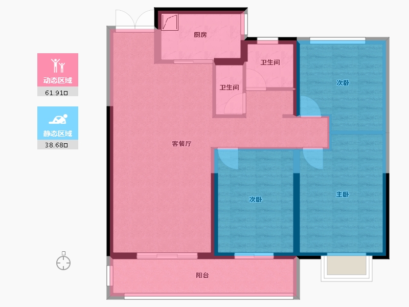 山西省-晋中市-新晋福邸-90.00-户型库-动静分区