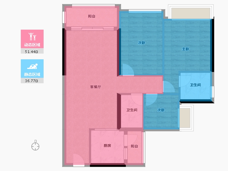 贵州省-贵阳市-碧桂园印象花溪-79.10-户型库-动静分区