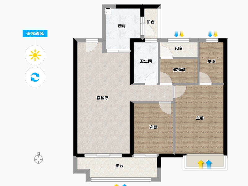 广东省-佛山市-方直星耀国际-80.00-户型库-采光通风