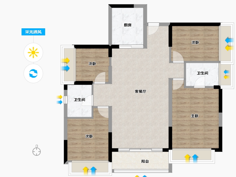 广东省-东莞市-粤港湾华堂里·3号-95.03-户型库-采光通风