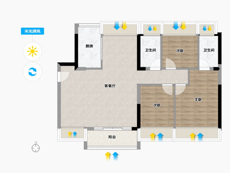 广东省-东莞市-金众柏悦公馆-81.09-户型库-采光通风