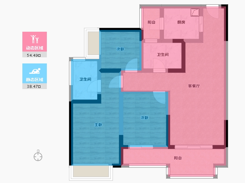 四川省-成都市-凯德卓锦万黛-80.00-户型库-动静分区