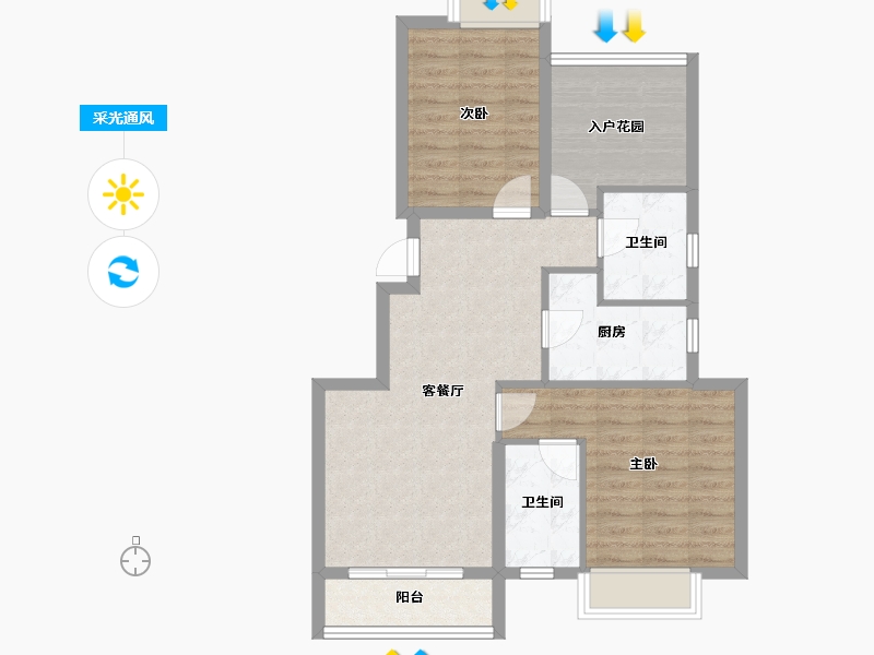 湖南省-长沙市-合能·枫丹星悦-73.66-户型库-采光通风