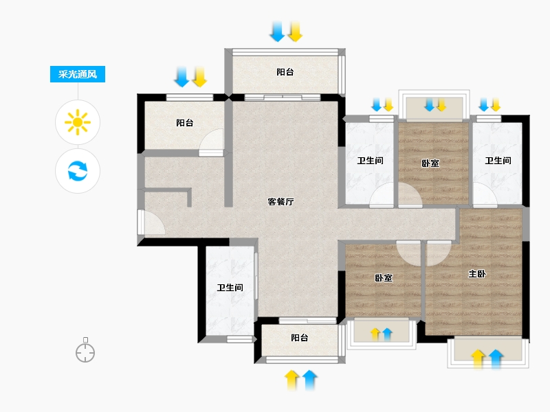 广东省-佛山市-招商悦府-88.00-户型库-采光通风