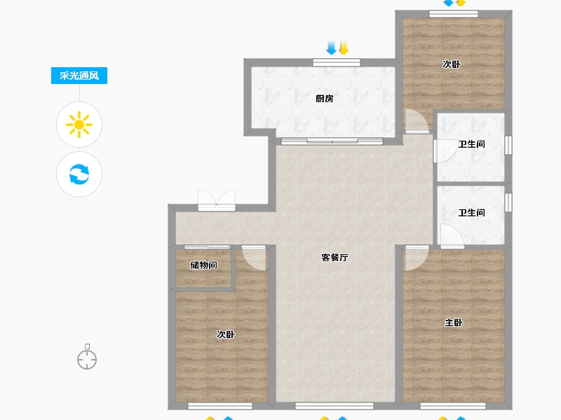 辽宁省-沈阳市-中海润山府-107.18-户型库-采光通风