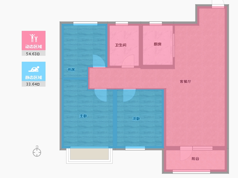 辽宁省-沈阳市-龙湖·原府-78.41-户型库-动静分区