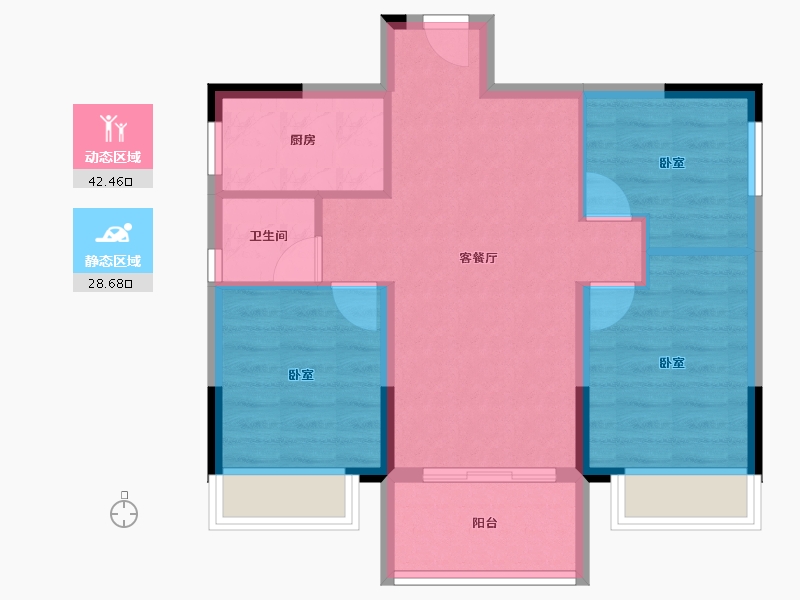 广东省-东莞市-碧桂园莞佳·云麓半山-63.55-户型库-动静分区