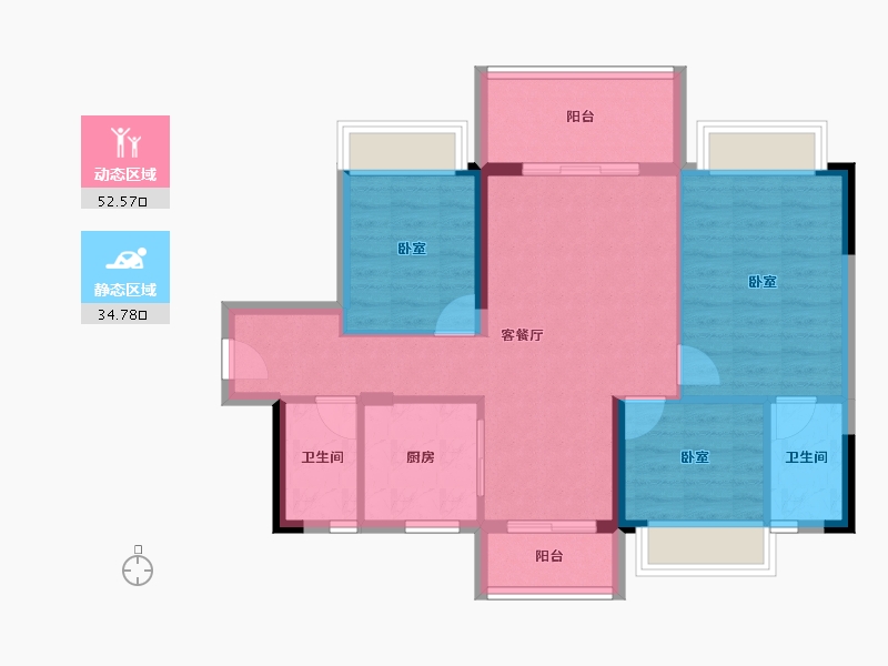 广东省-东莞市-碧桂园莞佳·云麓半山-78.31-户型库-动静分区