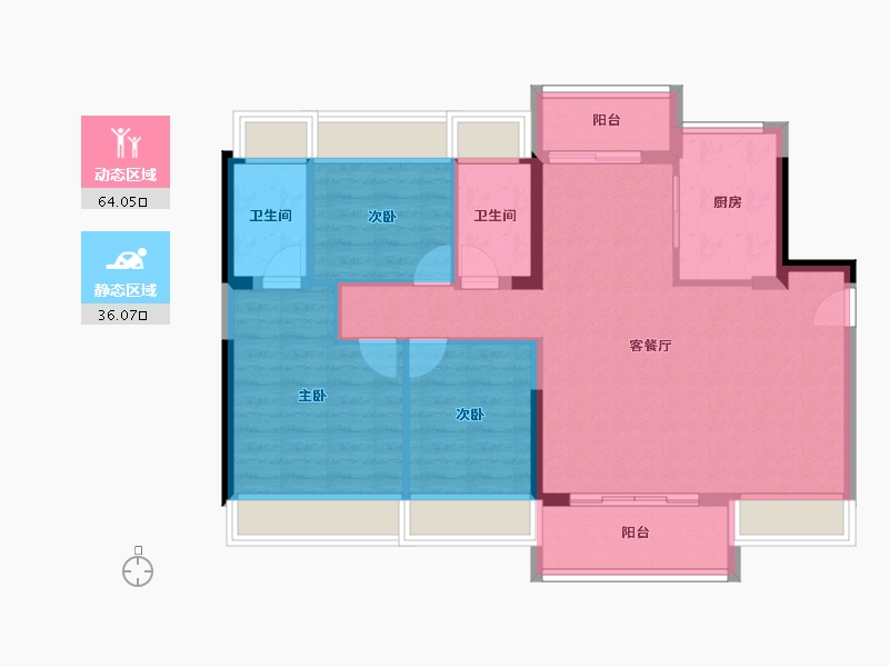 广东省-东莞市-金众柏悦公馆-90.35-户型库-动静分区