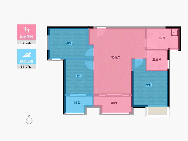 福建省-厦门市-莱昂公馆朗玥-69.60-户型库-动静分区