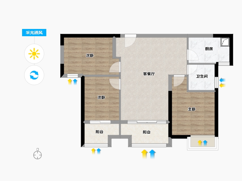 福建省-厦门市-莱昂公馆朗玥-69.60-户型库-采光通风