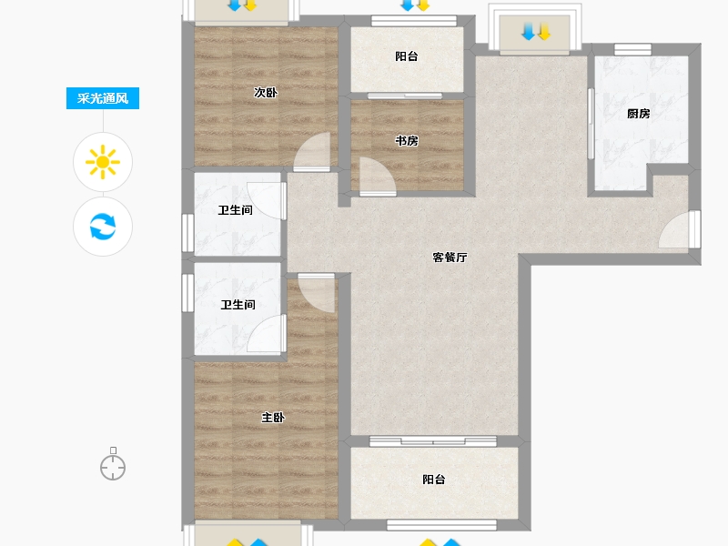 福建省-厦门市-莱昂公馆朗玥-80.01-户型库-采光通风