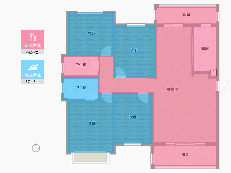 福建省-泉州市-银河华庭-126.68-户型库-动静分区