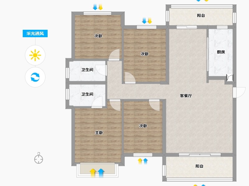 福建省-泉州市-银河华庭-126.68-户型库-采光通风