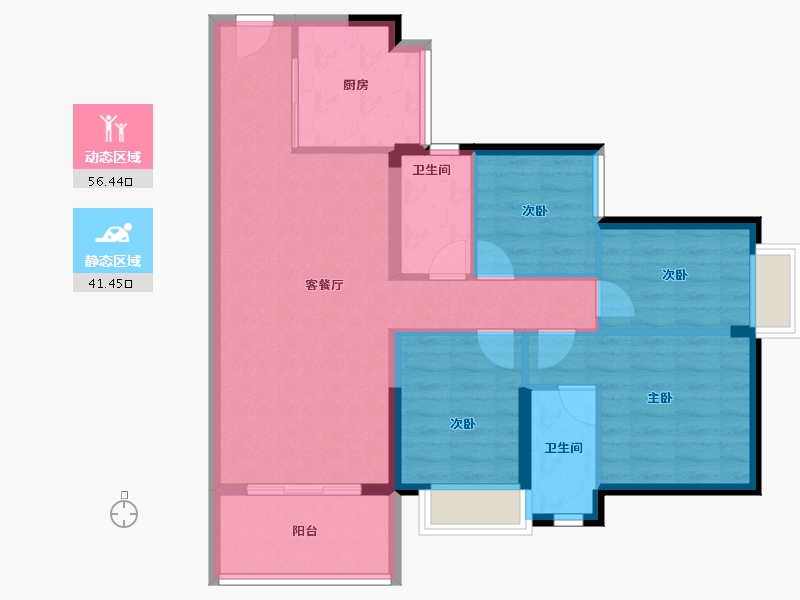 广东省-东莞市-松湖碧桂园·天钻-87.76-户型库-动静分区