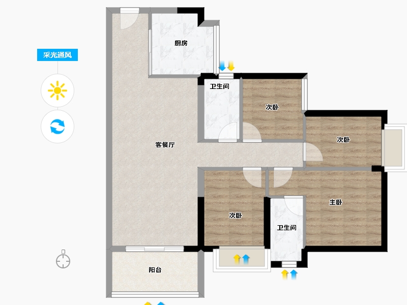 广东省-东莞市-松湖碧桂园·天钻-87.76-户型库-采光通风