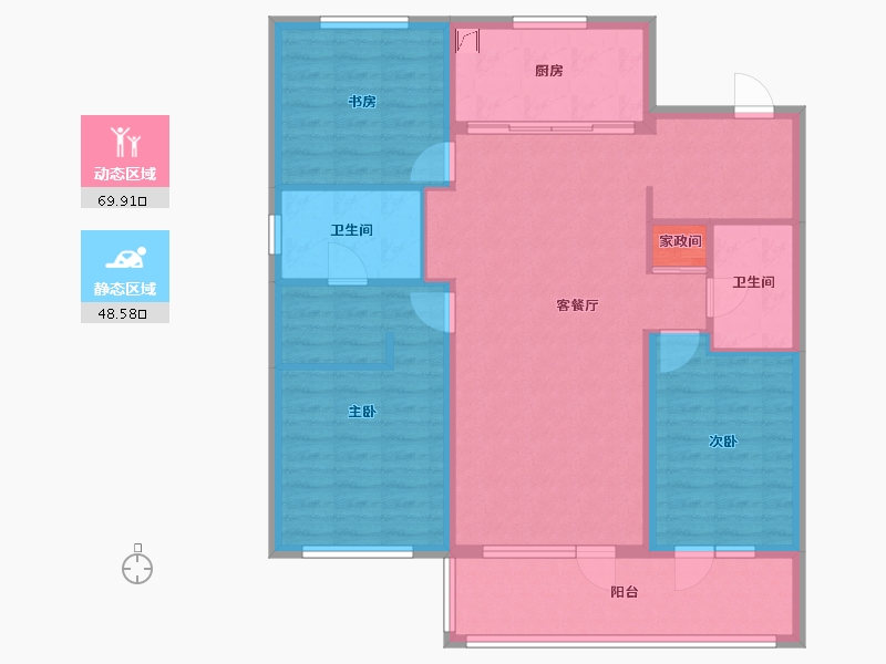 辽宁省-沈阳市-华润置地昭华里-106.67-户型库-动静分区