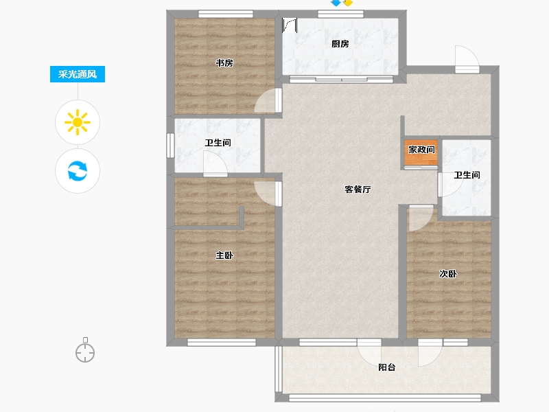 辽宁省-沈阳市-华润置地昭华里-106.67-户型库-采光通风