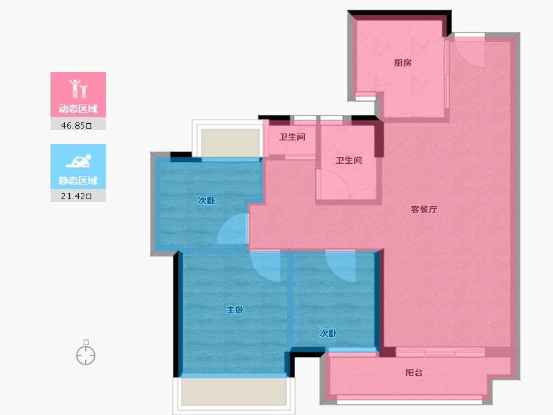 广东省-东莞市-华堂睿晟松湖云溪-60.67-户型库-动静分区