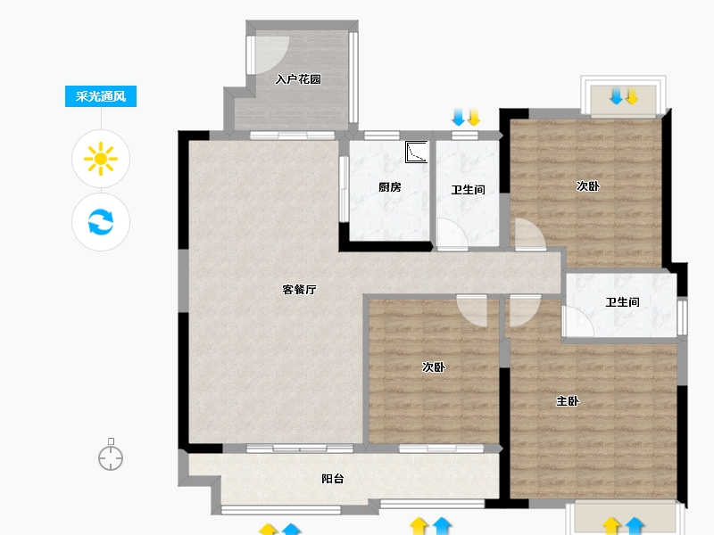 湖南省-湘潭市-湘江富力城-114.22-户型库-采光通风