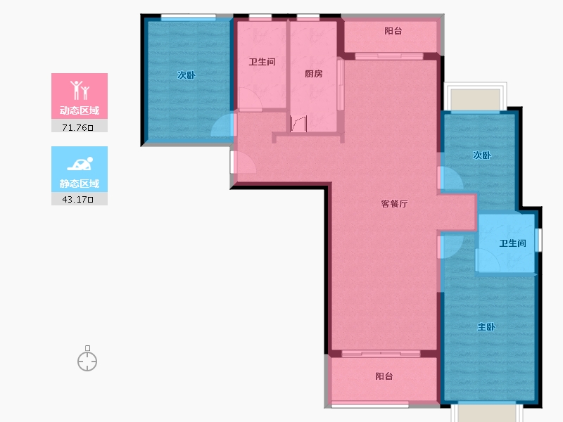 湖北省-武汉市-弘阳印月府-103.22-户型库-动静分区