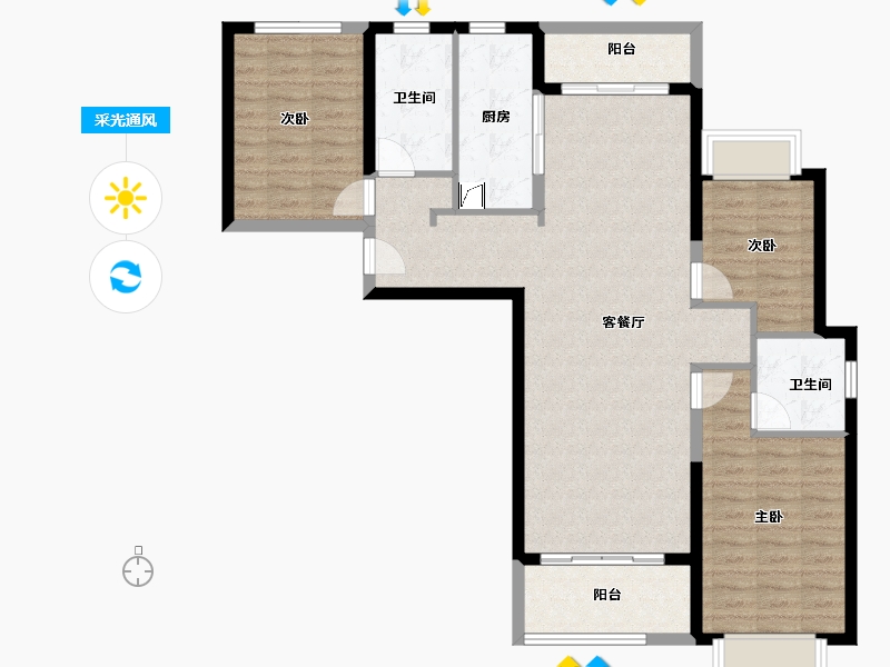 湖北省-武汉市-弘阳印月府-103.22-户型库-采光通风