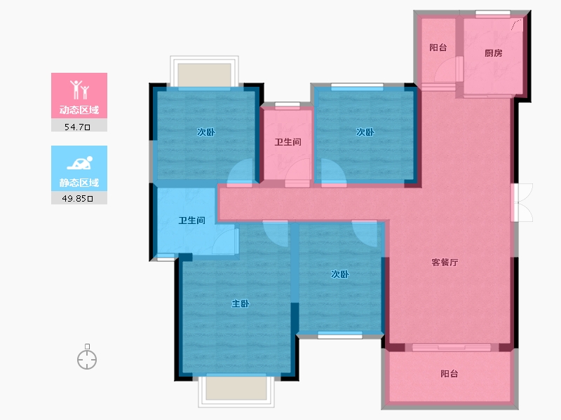 湖南省-长沙市-和苑天辰-92.36-户型库-动静分区