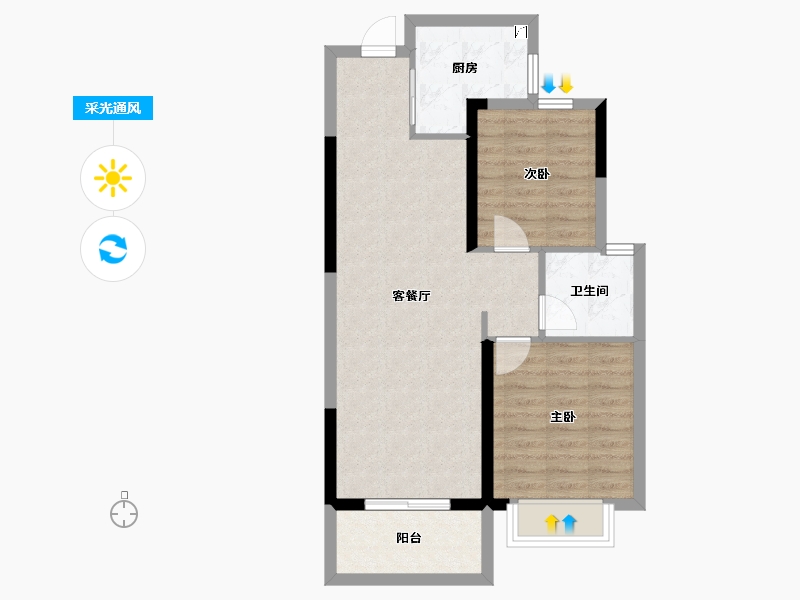 浙江省-宁波市-祥源漫城-66.40-户型库-采光通风