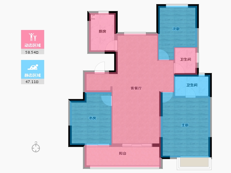 江苏省-常州市-龙宸铭著-95.20-户型库-动静分区