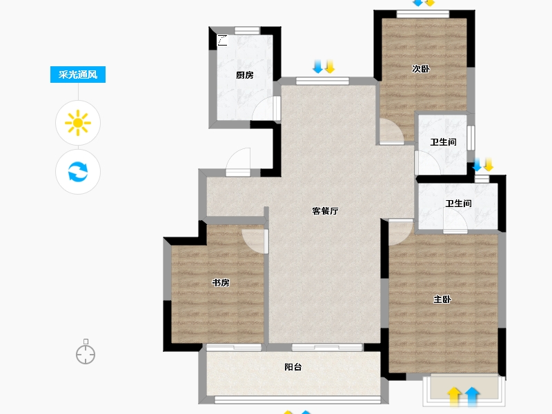 江苏省-常州市-龙宸铭著-95.20-户型库-采光通风