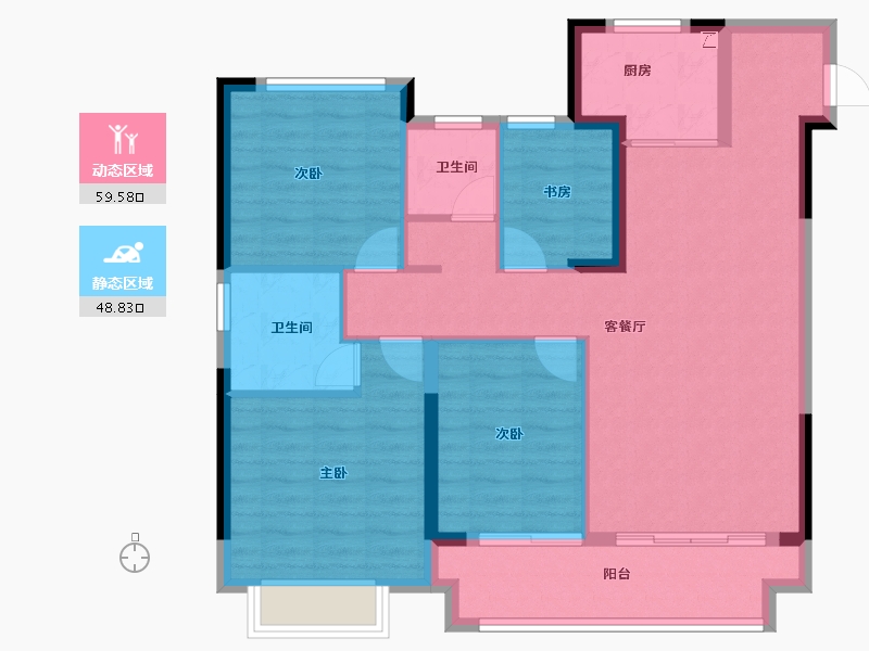 浙江省-宁波市-祥源漫城-97.55-户型库-动静分区