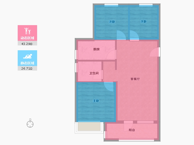 辽宁省-沈阳市-中国铁建御水澜湾-62.39-户型库-动静分区