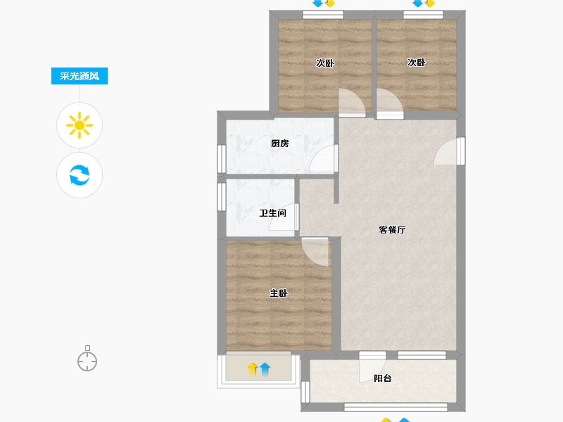 辽宁省-沈阳市-中国铁建御水澜湾-62.39-户型库-采光通风