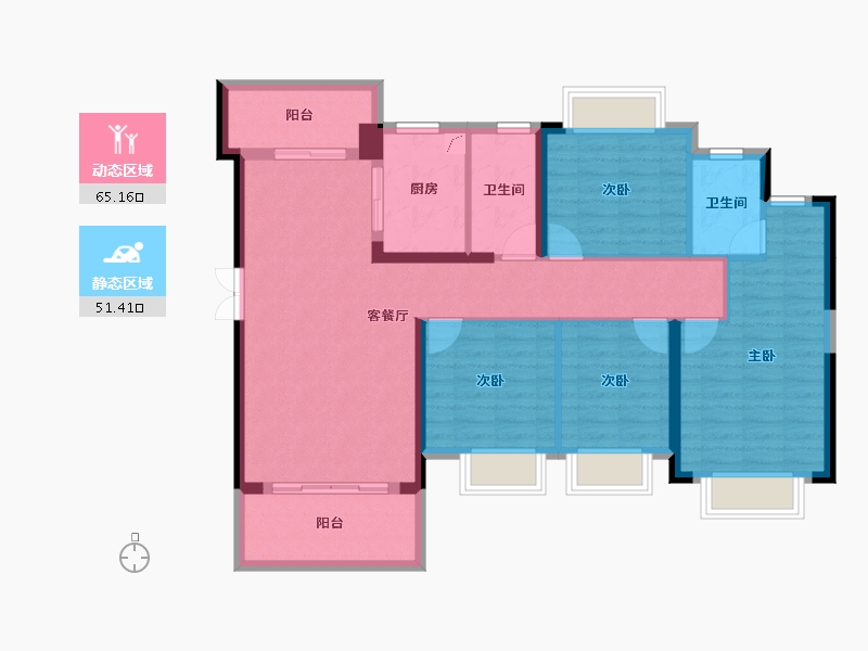 湖南省-长沙市-和苑天辰-104.39-户型库-动静分区