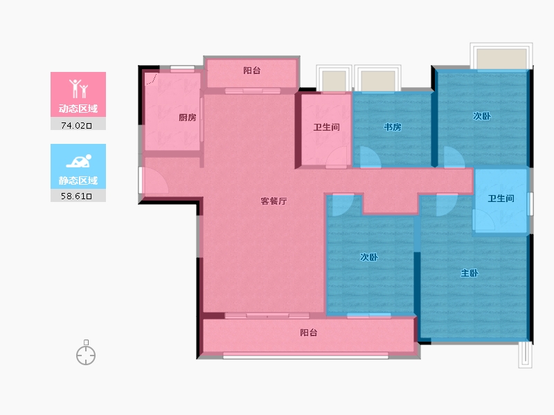 湖南省-湘潭市-湘江富力城-120.01-户型库-动静分区