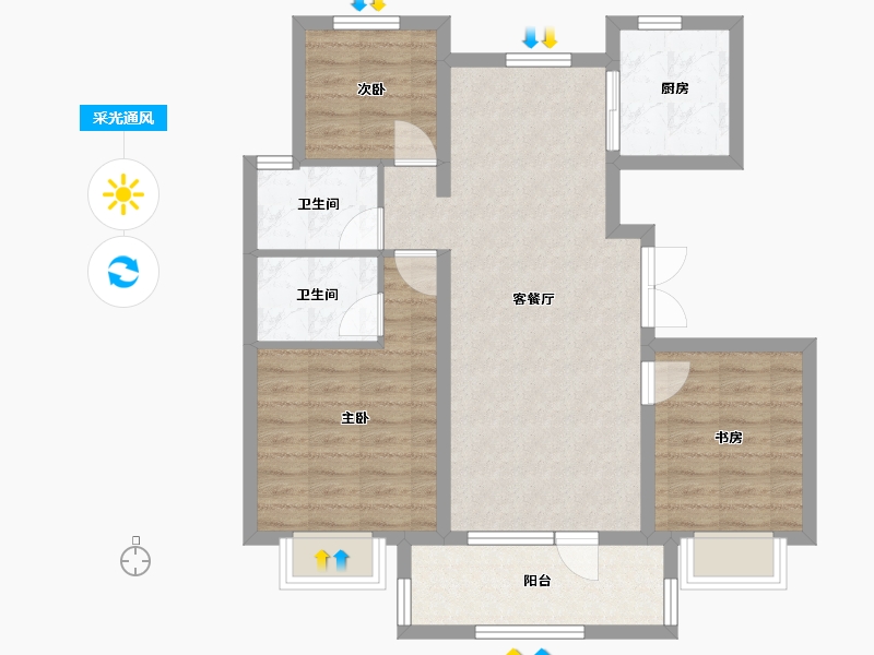 辽宁省-沈阳市-中国铁建御水澜湾-79.51-户型库-采光通风