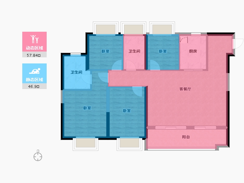 湖北省-武汉市-保亿未来长江城-94.00-户型库-动静分区