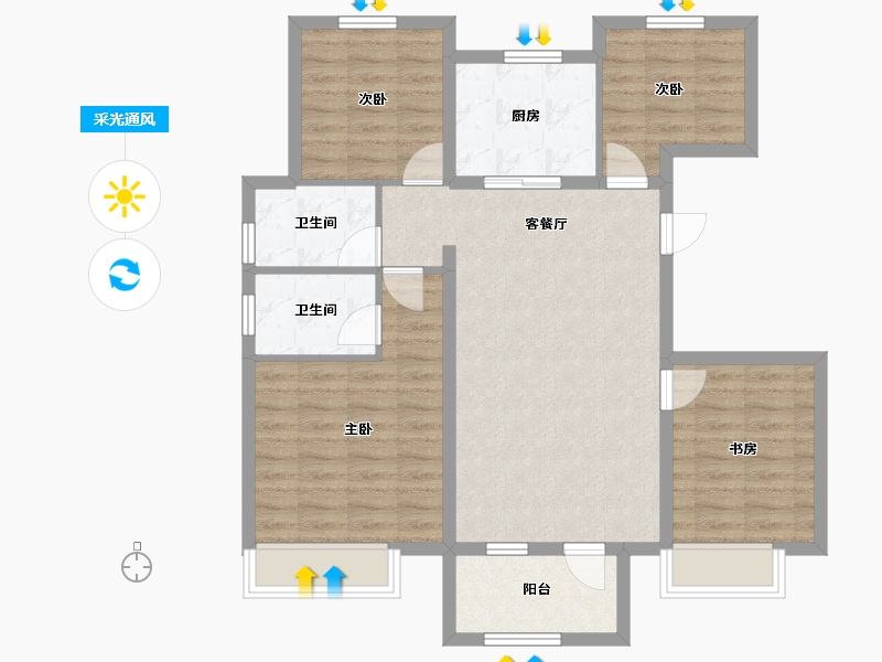 辽宁省-沈阳市-中国铁建御水澜湾-88.29-户型库-采光通风