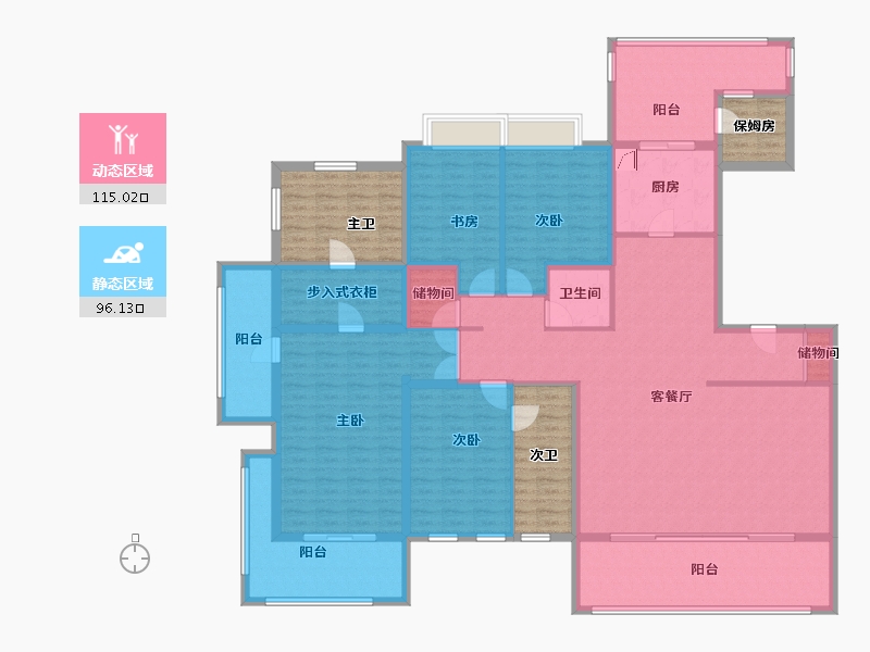 上海-上海市-云锦东方三期-213.48-户型库-动静分区