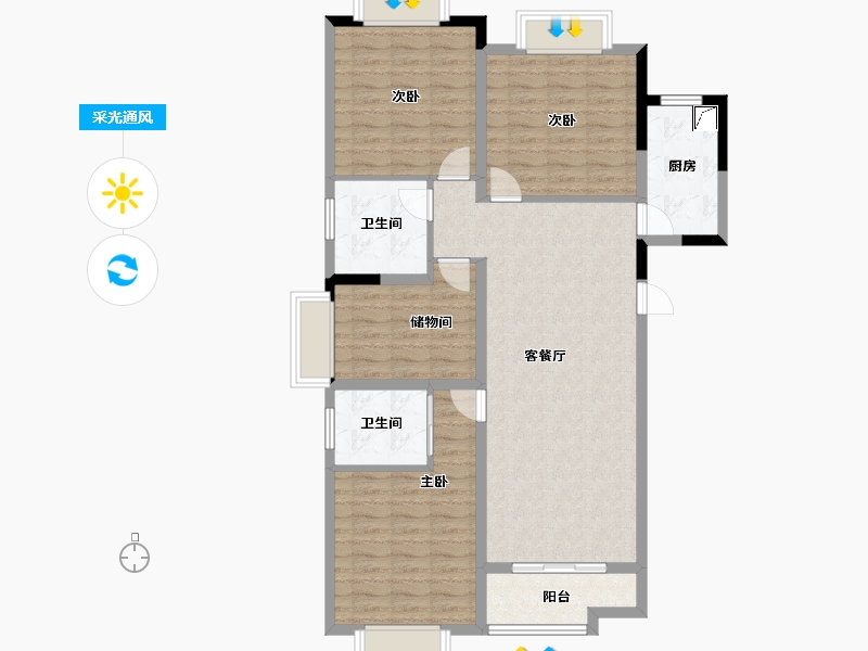 上海-上海市-东外滩·爱国里-108.72-户型库-采光通风