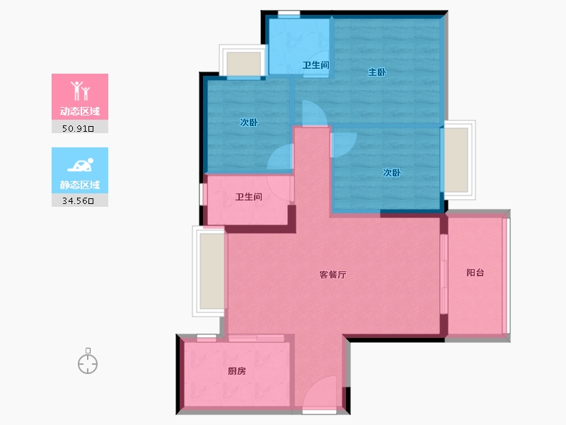 广东省-东莞市-松湖碧桂园·天钻-76.74-户型库-动静分区