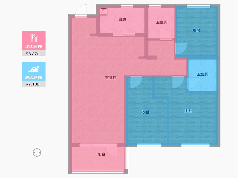 辽宁省-沈阳市-华润置地昭华里-90.39-户型库-动静分区