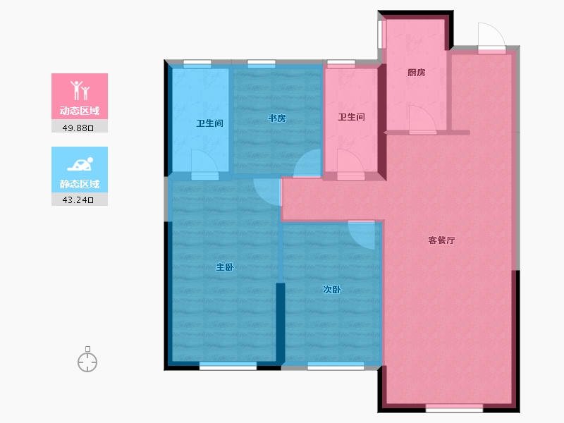 辽宁省-沈阳市-汇置尚郡-84.26-户型库-动静分区