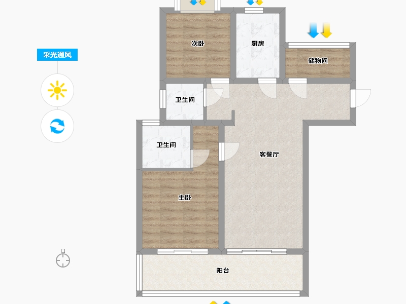 云南省-昆明市-光明璟宸-85.00-户型库-采光通风