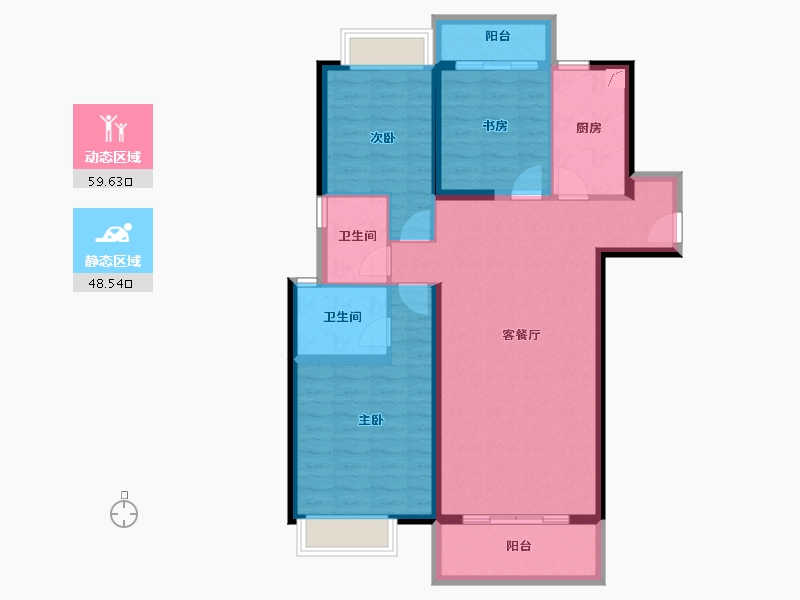 湖北省-武汉市-恒韵府-96.75-户型库-动静分区